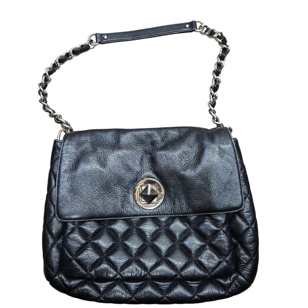Kate‎ Spade Gold Coast Corinne Quilted Pebbled Leather Shoulder Bag Black FLAWS